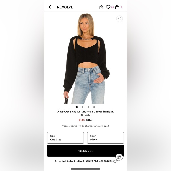 Revolve black bolero, one size